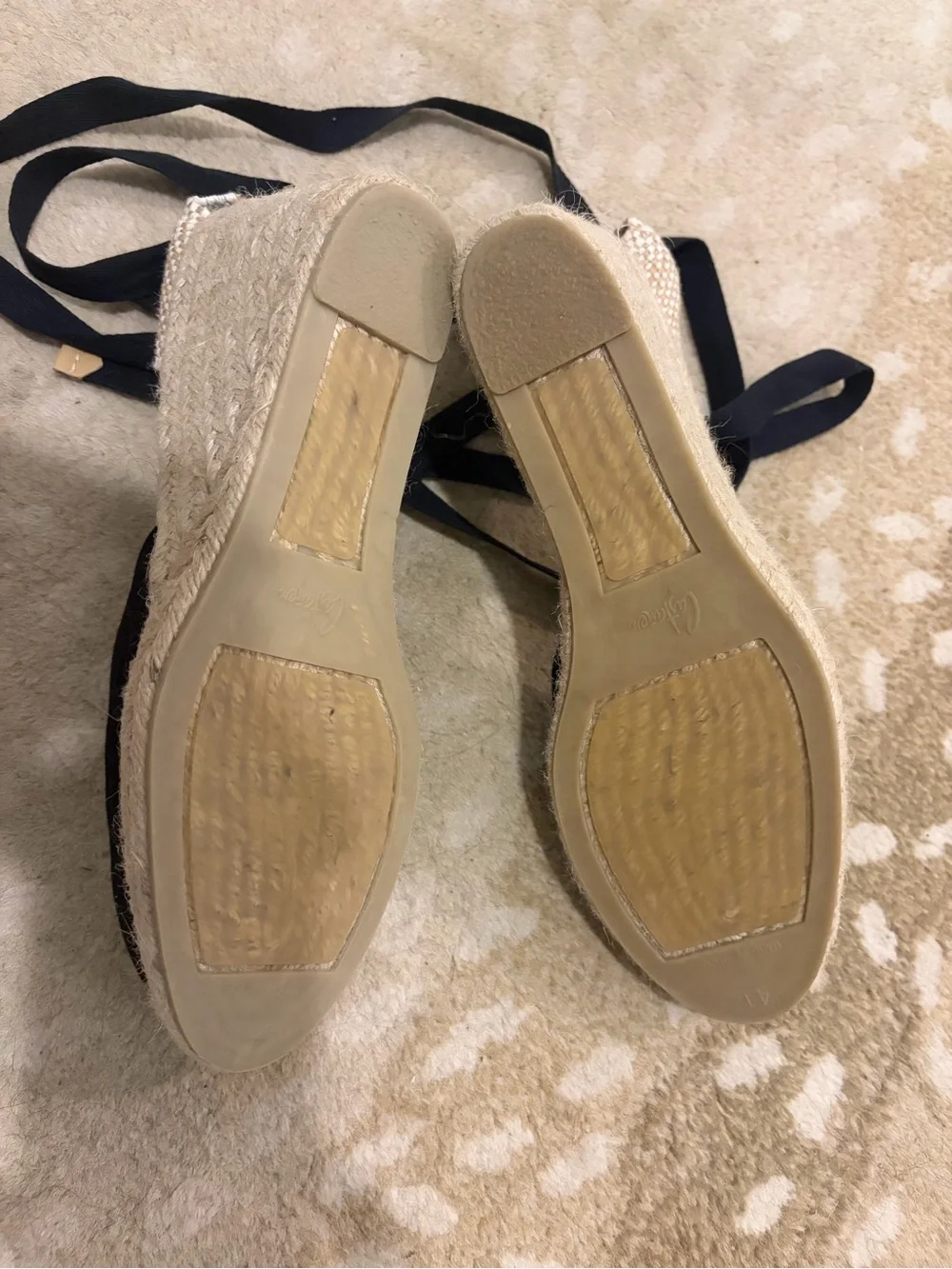 Castaner Black Canvas Espadrille Wedge with Ankle Tie - Picture 5 of 6